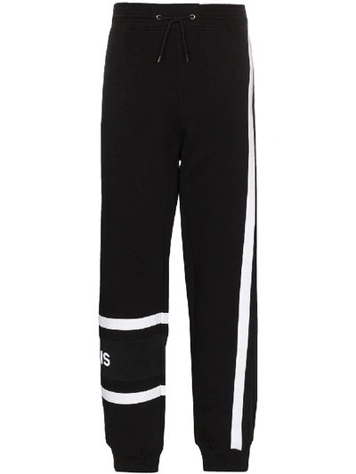 Shop Givenchy Logo-embroidered Striped Track Pants In Black