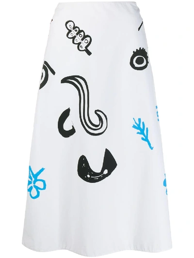 Shop Marni Printed A-line Skirt In White