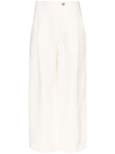 Shop Lvir Linen Wide-leg Trousers In White