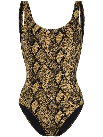 Shop Solid & Striped Anne Marie Snake Print Swimsuit In Black