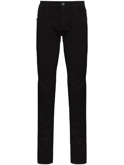 Shop Dolce & Gabbana Logo Plaque Slim-fit Jeans In Black
