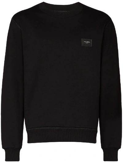 Shop Dolce & Gabbana Logo-tag Cotton Sweatshirt In Black
