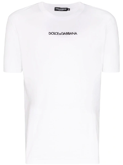 Shop Dolce & Gabbana Embroidered Logo T In White