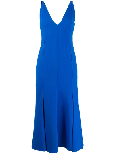 Shop Victoria Beckham Camisole Flared Dress In Blue