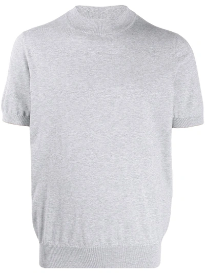 Shop Brunello Cucinelli Slim-fit Mock Neck T-shirt In Grey