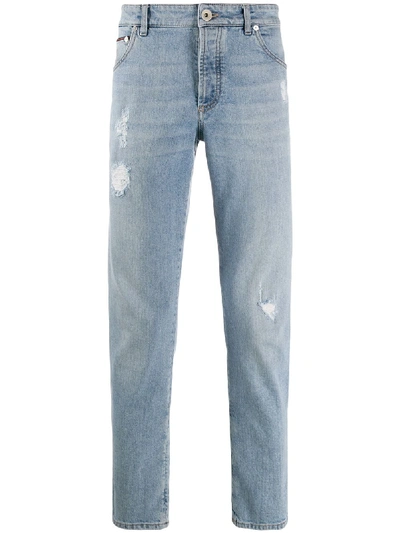 Shop Brunello Cucinelli Distressed Detail Jeans In Blue