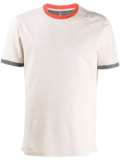 Shop Brunello Cucinelli Contrast Trim T-shirt In Neutrals