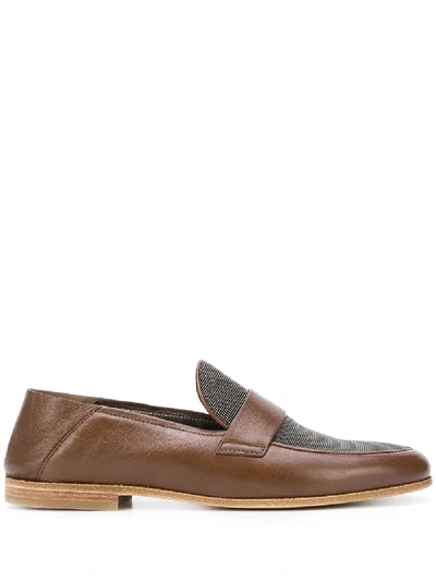 Shop Brunello Cucinelli Bead-embellished Loafers In Brown