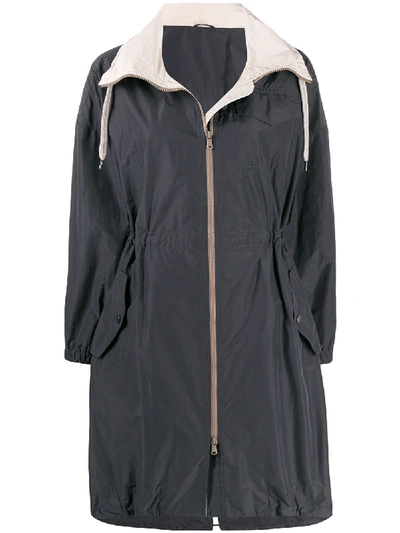 Shop Brunello Cucinelli Drawstring Rain Coat In Grey