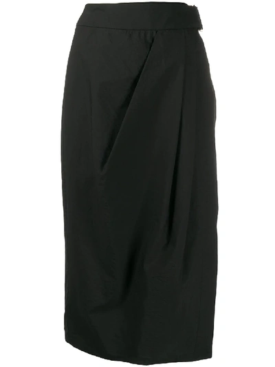 Shop Brunello Cucinelli High-waisted Wrap-style Skirt In Black