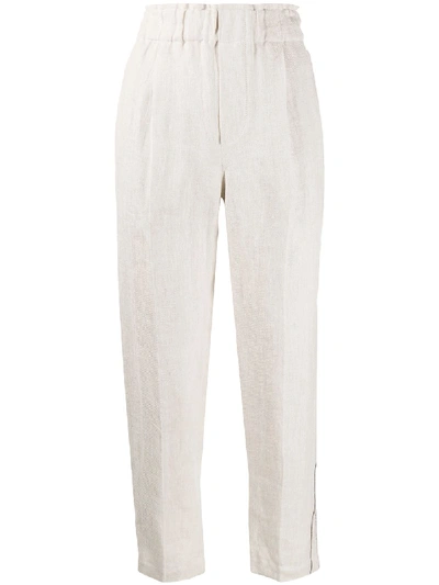 Shop Brunello Cucinelli Slim-fit Trousers In Neutrals