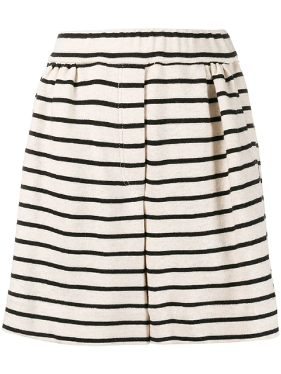 Shop Brunello Cucinelli Striped Pull-on Shorts In Neutrals
