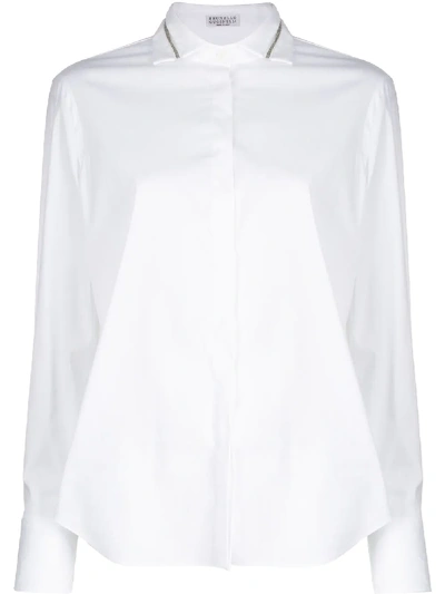 Shop Brunello Cucinelli Spread-collar Shirt In White