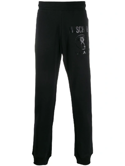 Shop Moschino Double Question Mark Print Track Pants In Black