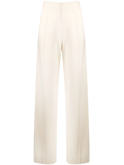 Shop Pringle Of Scotland Wide-leg Knitted Trousers In White