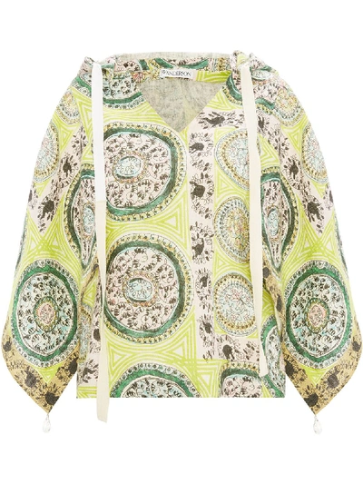 Shop Jw Anderson Paisley Print Hooded Blouse In Green