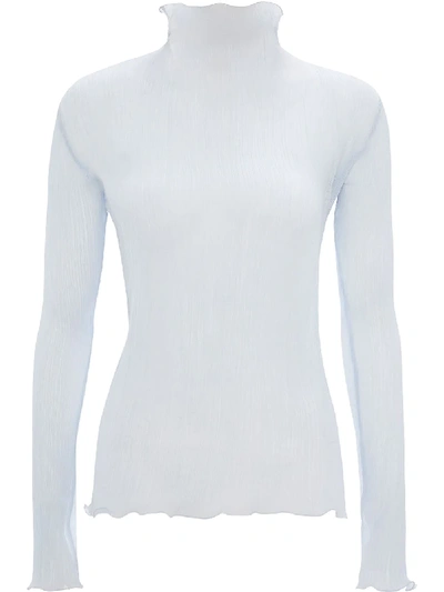 Shop Jw Anderson Pleated Frilled Top In Blue