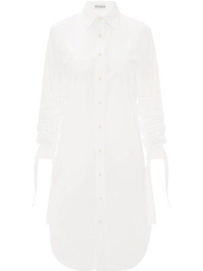 Shop Jw Anderson Gathered Sleeves Shirt Dress In White