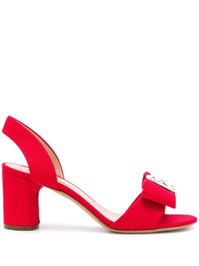 Shop Casadei Bow Slingback Sandals In Red