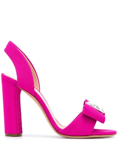 Shop Casadei Bow Slingback Sandals In Pink