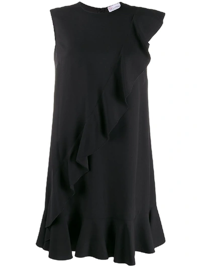 Shop Red Valentino Ruffle-detail Short Dress In Black