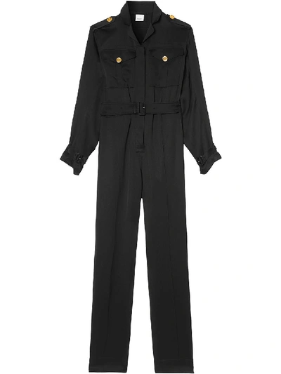 Shop Burberry Belted Jumpsuit In Black
