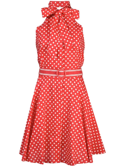 Shop Zimmermann Bow-tie Polka Dot Mini Dress In Red