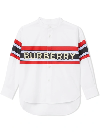 Shop Burberry Signature Stripe Shirt In White