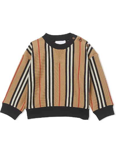 Shop Burberry Icon Striped Relaxed-fit Sweatshirt In Brown