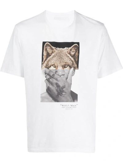 Shop Neil Barrett Wolf-man Print T-shirt In White