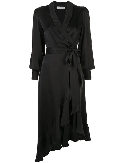 Shop Zimmermann Asymmetric Wrap-style Dress In Black