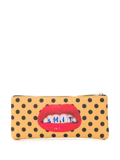 Seletti Dotted Make-up Bag In Yellow