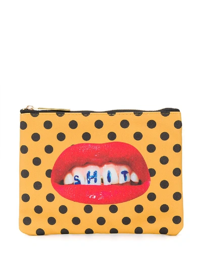 Seletti Gepunktete Kosmetiktasche In Yellow