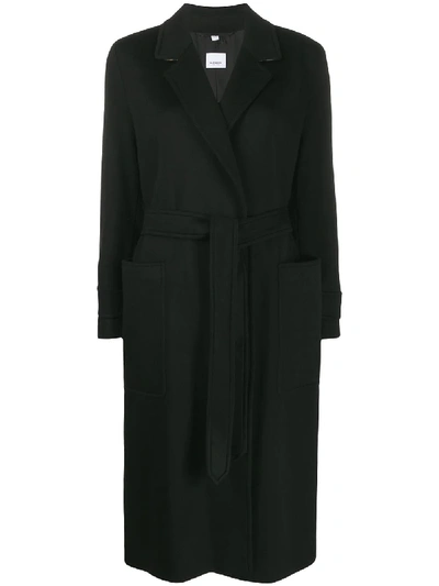 Shop Burberry Belted Cashmere Overcoat In Black