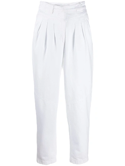 Shop Iro Pleated Front High Waisted Trousers In White