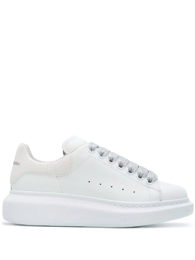 Shop Alexander Mcqueen Glitter Lace Sneakers In White