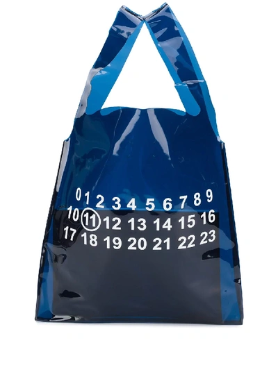 Shop Maison Margiela Printed Detail Clear Tote Bag In Blue