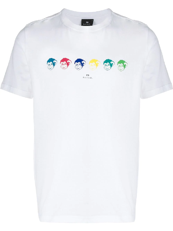 Ps By Paul Smith Slim Fit Mini Monkey Print T-shirt In White | ModeSens
