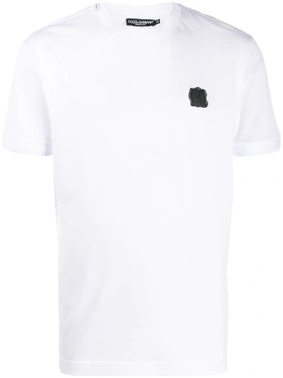 Shop Dolce & Gabbana Round-neck Rubber Stamp T-shirt In White