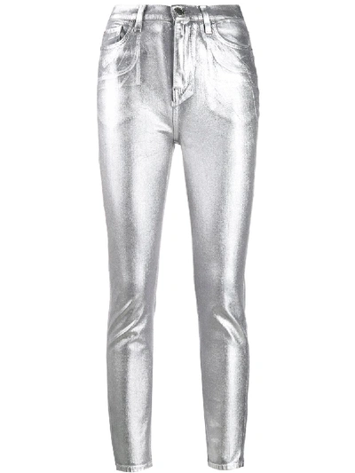 Shop Pinko Metallic Skinny Jeans In Silver