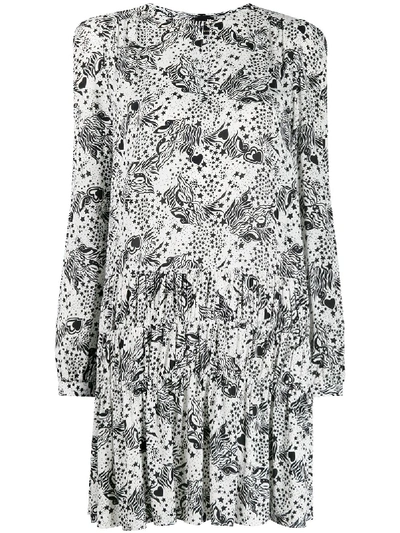 Shop Pinko All-over Print Dress In White