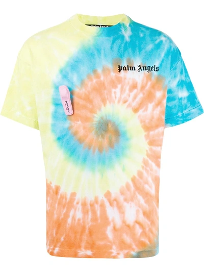 Shop Palm Angels Tie-dye Print T-shirt In Orange