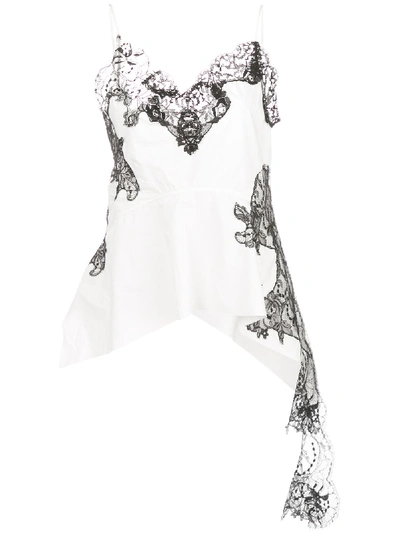 Shop Marques' Almeida Draped Lace-panel Cami Top In White