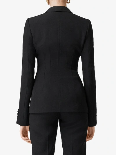 Shop Burberry Satin-trim Tuxedo Jacket In Black