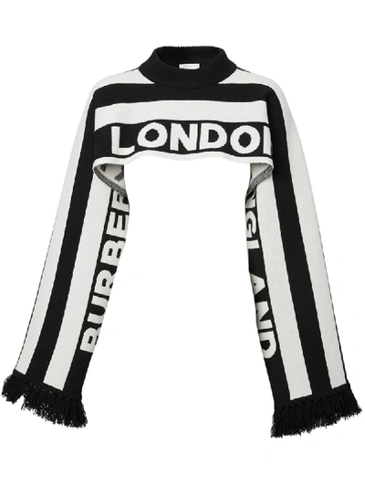 Shop Burberry Logo Striped Capelet In Black