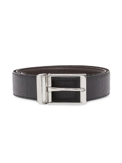 Shop Burberry Reversible Grainy Leather Belt In Brown