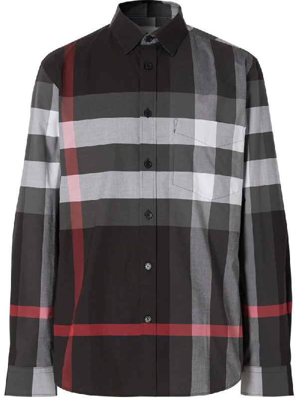 burberry grey check shirt