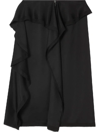 Shop Burberry Spliced Ruffle Skirt In Black