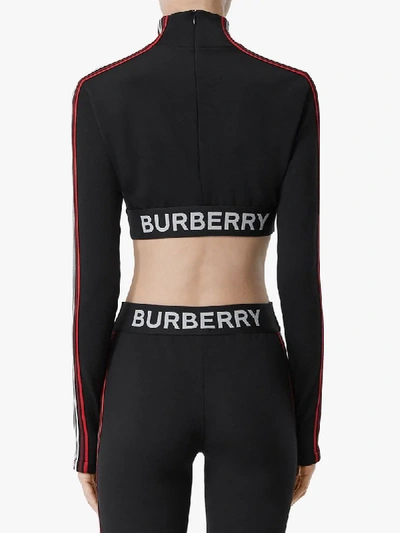 Shop Burberry Graphic Logo Stretch Crop Top In Black