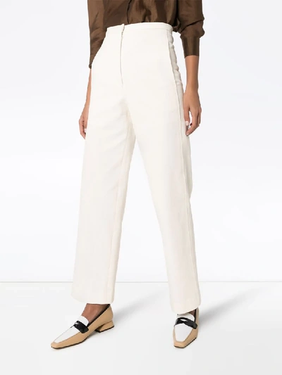 Shop Lvir Stitches Straight-leg Trousers In White